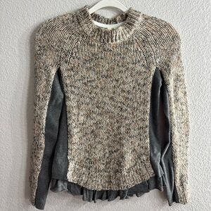 Anthropologie Moth Wool & Mohair Blend Knit Sweater with Ruffles Woman XS